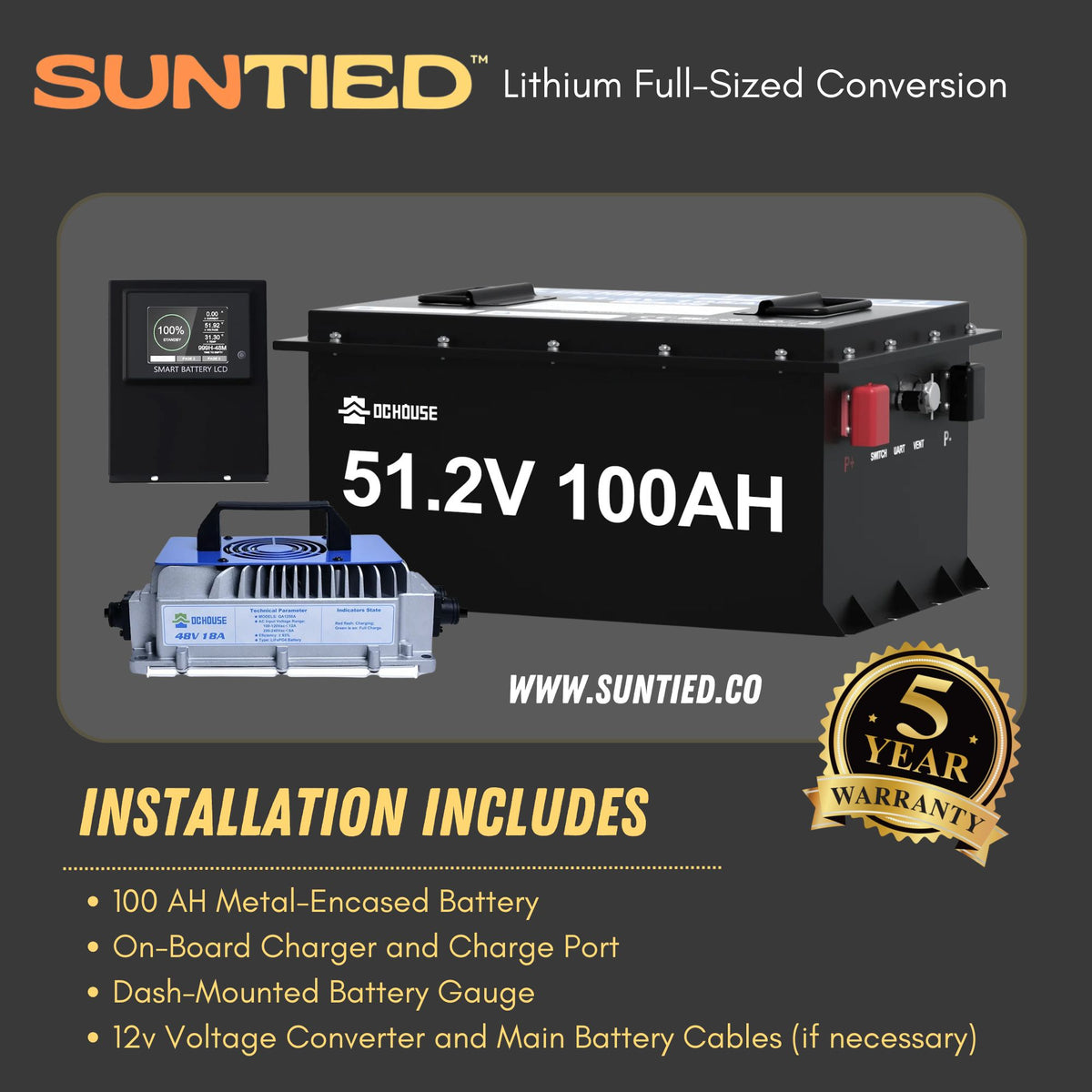 Golf Cart Lithium Battery Installation Service - 100AH LiFePO₄ Battery