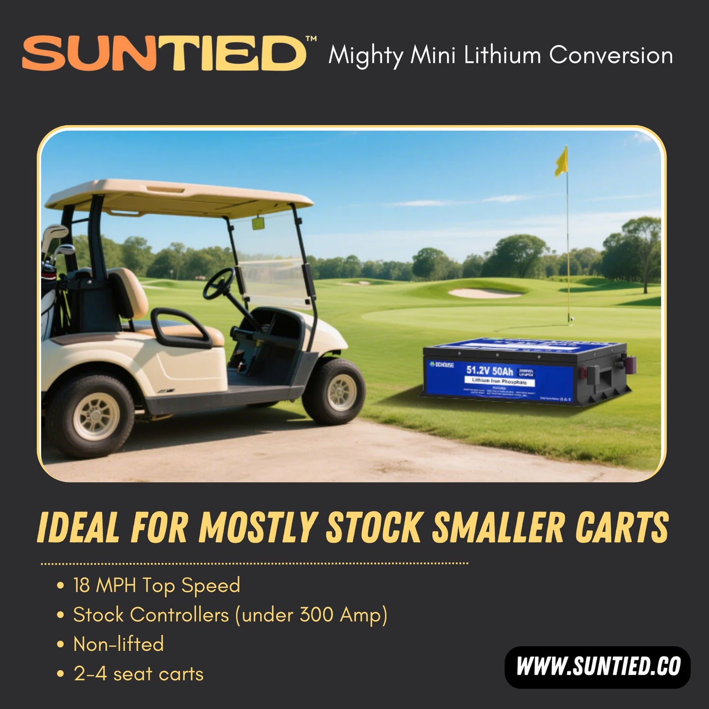 Golf Cart Mighty Mini Lithium Installation - 50AH LiFePO₄ battery