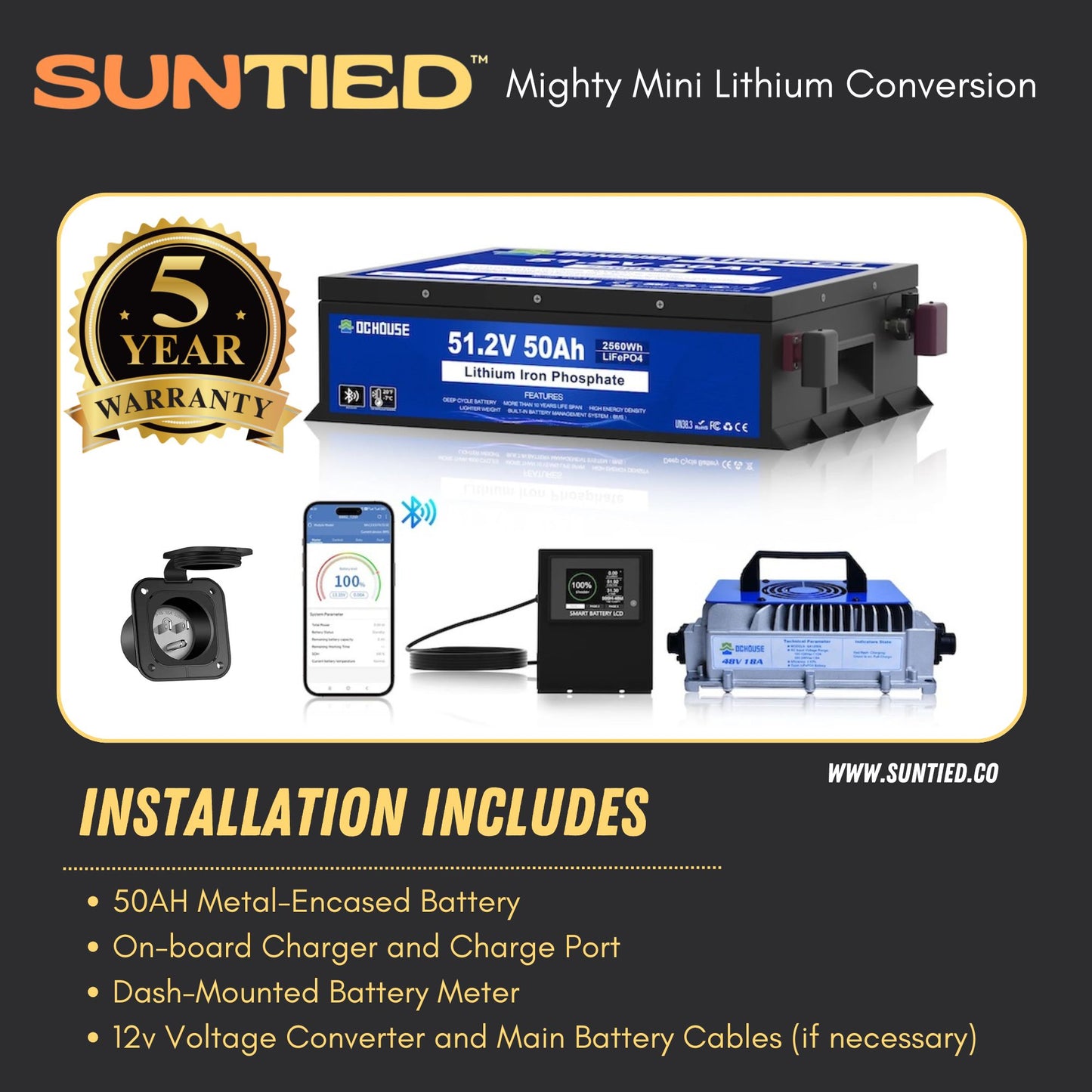 Golf Cart Mighty Mini Lithium Installation - 50AH LiFePO₄ battery